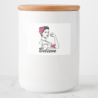Breast Cancer Awareness Month Women's Believe Pink Food Label