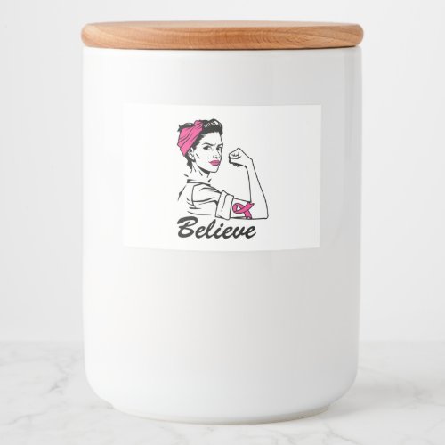 Breast Cancer Awareness Month Womens Believe Pink Food Label
