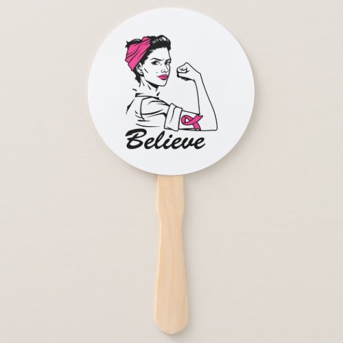 Breast Cancer Awareness Month Womens Believe Pink Hand Fan