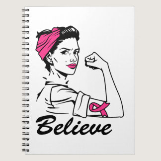 Breast Cancer Awareness Month Women's Believe Pink Notebook