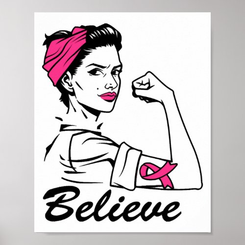 Breast Cancer Awareness Month Womens Believe Pink Poster