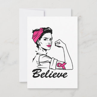 Breast Cancer Awareness Month Women's Believe Pink Thank You Card