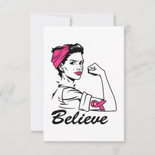 Breast Cancer Awareness Month Womens Believe Pink Thank You Card