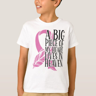 Breast Cancer Awareness My Heart Lives In Heaven T-Shirt