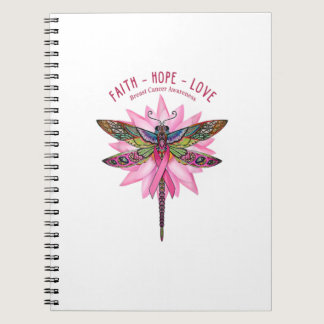 Breast Cancer Awareness Native Dragonfly Faith Hop Notebook