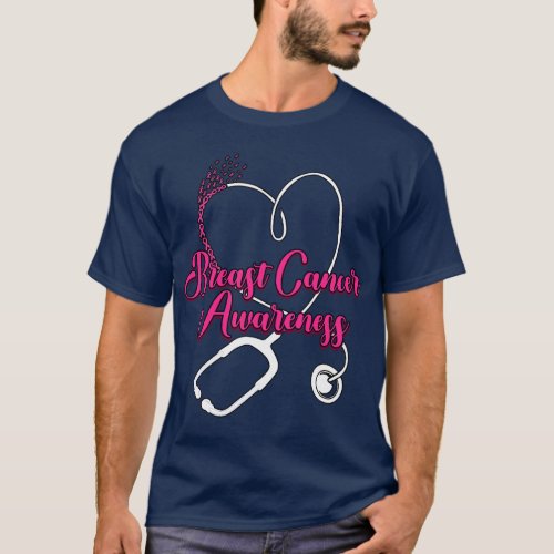 Breast Cancer Awareness Nurse Pink Ribbon  vintage T_Shirt
