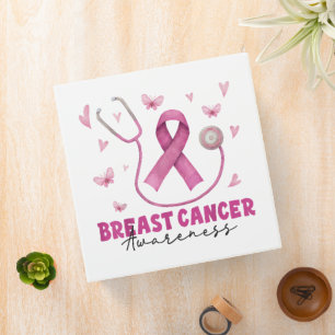 Breast Cancer Awareness Nurse Scrub 3 Ring Binder