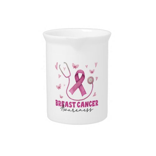Breast Cancer Awareness Nurse Scrub Beverage Pitcher