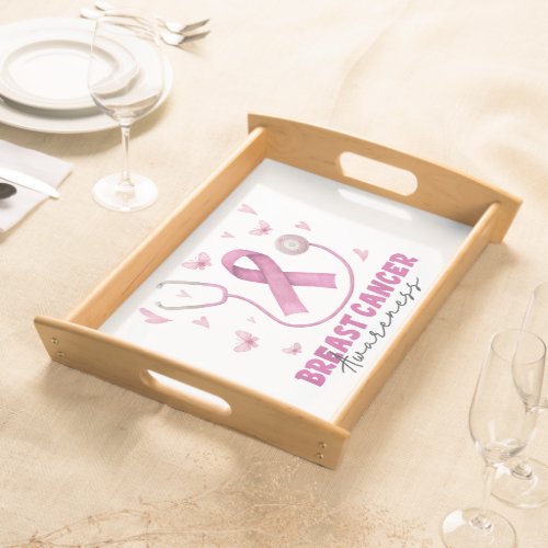 Breast Cancer Awareness Nurse Scrub Serving Tray