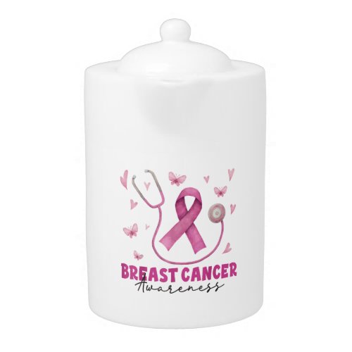 Breast Cancer Awareness Nurse Scrub Teapot