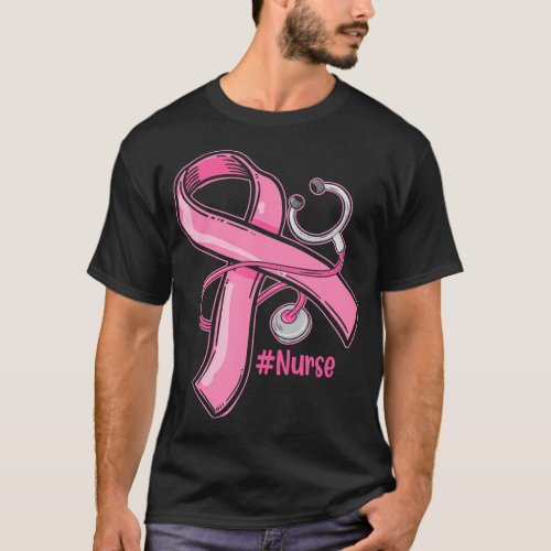 Breast Cancer Awareness Nurse Stethoscope Pink T_Shirt