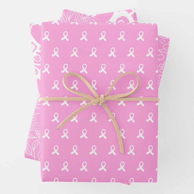 Breast Cancer Awareness Pattern Wrapping Paper Sheets (In situ)