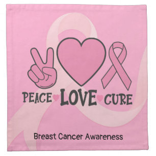 Breast Cancer Awareness Peace Love Cure Pink Cloth Napkin