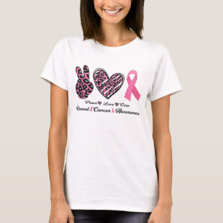 Breast Cancer Awareness Peace Love Cure Pink T-Shirt