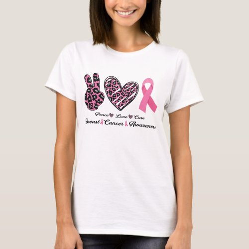 Breast Cancer Awareness Peace Love Cure Pink T_Shirt