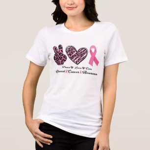 Breast Cancer Awareness Peace Love Cure Pink Tri-Blend Shirt