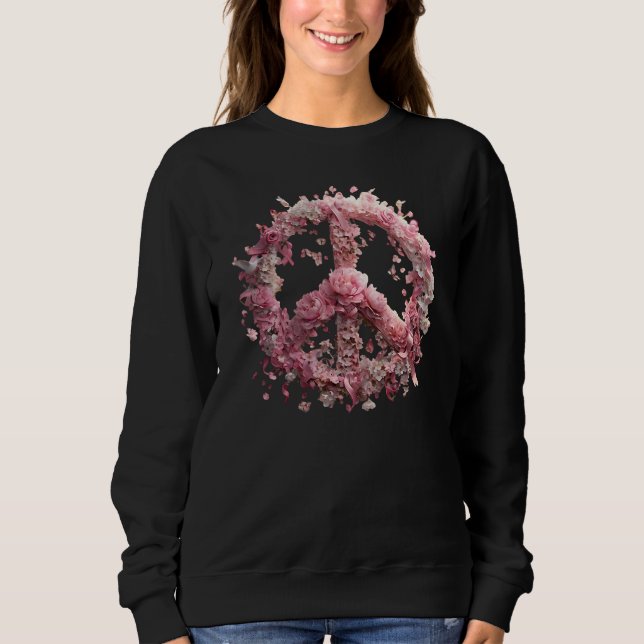 Breast Cancer Awareness Peace Sign Sweatshirt (Front)