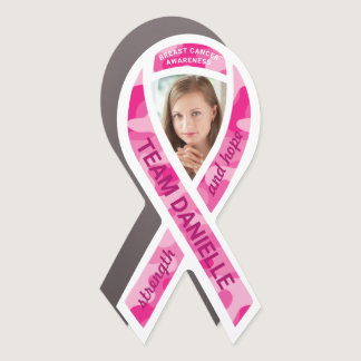 Breast Cancer Awareness Photo Pink Camo Ribbon Car Magnet