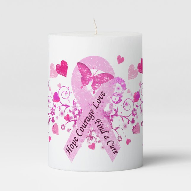 Breast Cancer Awareness Pillar Candle (Front)