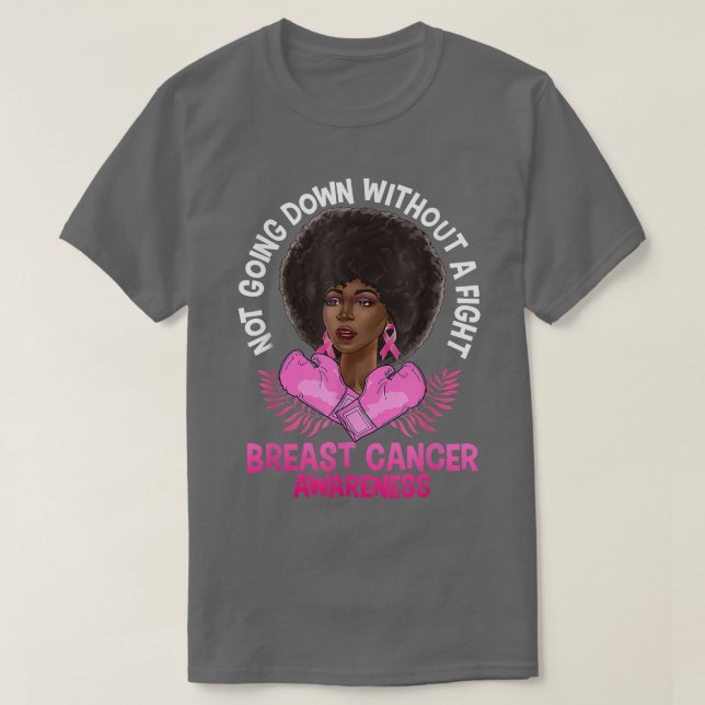 Breast Cancer Awareness Pink African American Afro T-Shirt (Design Front)