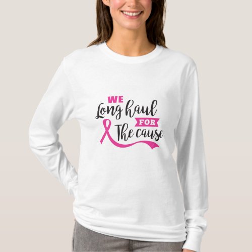 Breast Cancer Awareness Pink Black Typography T_Shirt