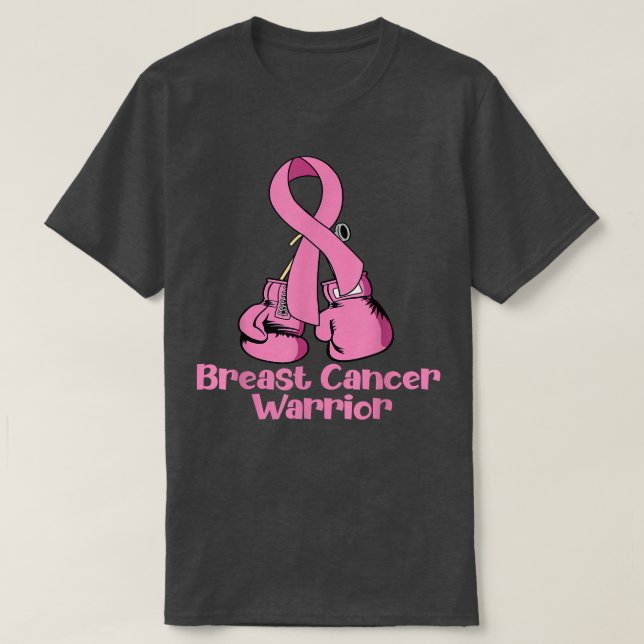Breast Cancer Awareness Pink Boing Gloves Warrior  T-Shirt (Design Front)