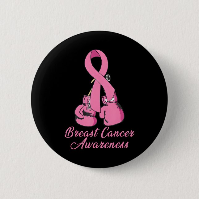 Breast Cancer Awareness Pink Boxing Gloves Button (Front)