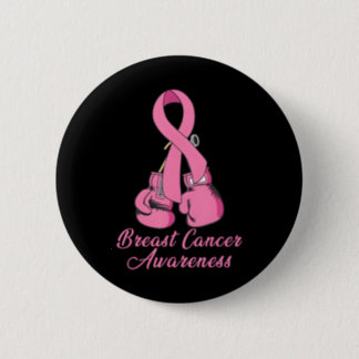 Breast Cancer Awareness Pink Boxing Gloves Button