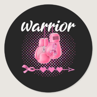 Breast Cancer Awareness Pink Boxing Gloves Classic Round Sticker