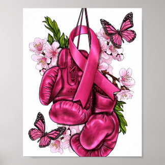 Breast Cancer Awareness Pink Boxing Gloves Pink Ri Poster