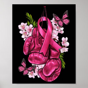 Breast Cancer Awareness Pink Boxing Gloves Pink Ri Poster
