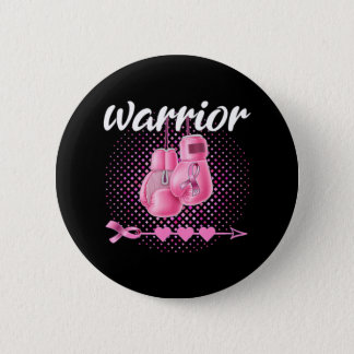 Breast Cancer Awareness Pink Boxing Gloves Warrior Button