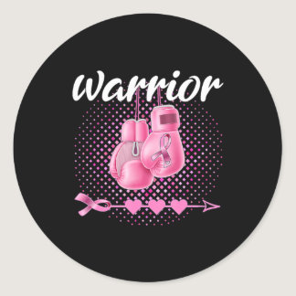Breast Cancer Awareness Pink Boxing Gloves Warrior Classic Round Sticker