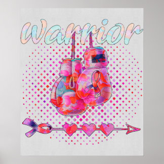 Breast Cancer Awareness Pink Boxing Gloves Warrior Poster