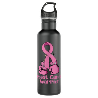 Breast Cancer Awareness Pink Boxing Gloves Warrior Stainless Steel Water Bottle