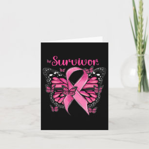 Breast Cancer Awareness Pink Butterflies Survivor  Card