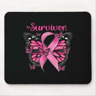 Breast Cancer Awareness Pink Butterflies Survivor  Mouse Pad