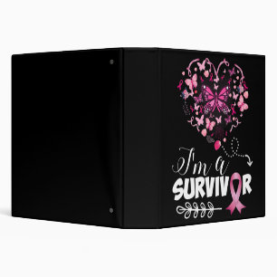 Breast Cancer Awareness Pink Butterfly Heart I'm A 3 Ring Binder