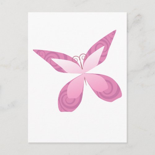 Breast cancer awareness pink butterfly postcard