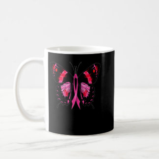 Breast Cancer Awareness Pink Butterfly Ribbon Tee  Coffee Mug