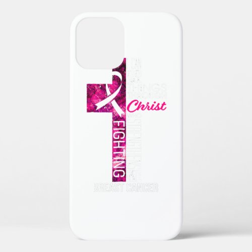 Breast Cancer Awareness Pink Cross Christian iPhone 12 Case