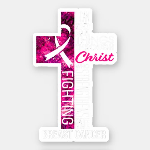 Breast Cancer Awareness Pink Cross Christian Sticker