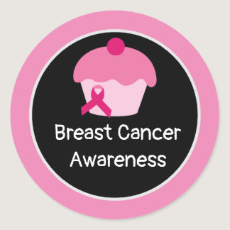 Breast Cancer Awareness  Pink  Cup Cake Classic Round Sticker