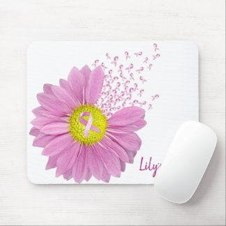 Breast Cancer Awareness Pink Daisy Mouse Pad