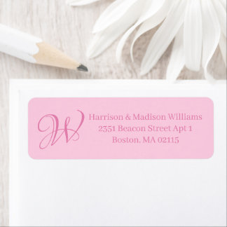 Breast cancer awareness pink elegant monogram label