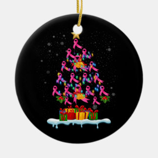 Breast Cancer Awareness Pink Family Matching Chris Ceramic Ornament