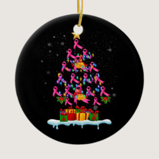 Breast Cancer Awareness Pink Family Matching Chris Ceramic Ornament