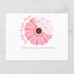 Breast Cancer Awareness Pink Flower Announcement Postcard