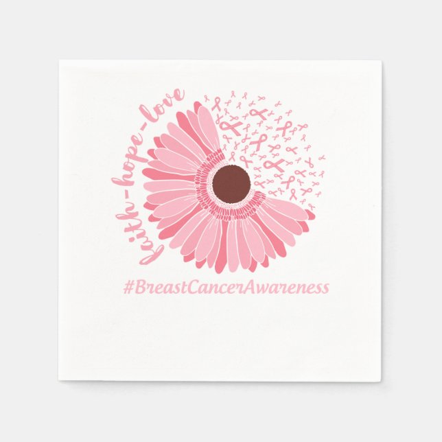 Breast Cancer Awareness Pink Flower Napkins (Front)