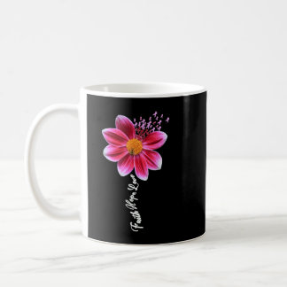 Breast Cancer Awareness Pink Flower Ribbon Faith H Coffee Mug